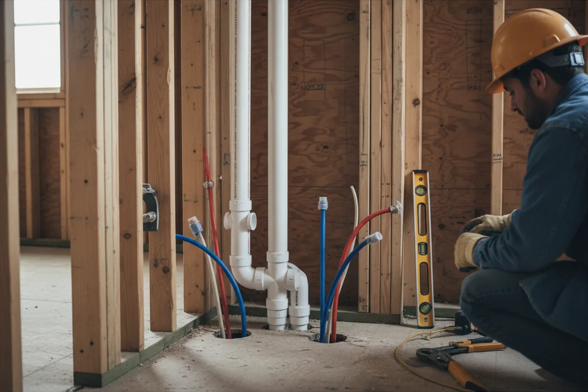 Drain and supply rough-in during Garbage Disposal Repair in Beverly Shores